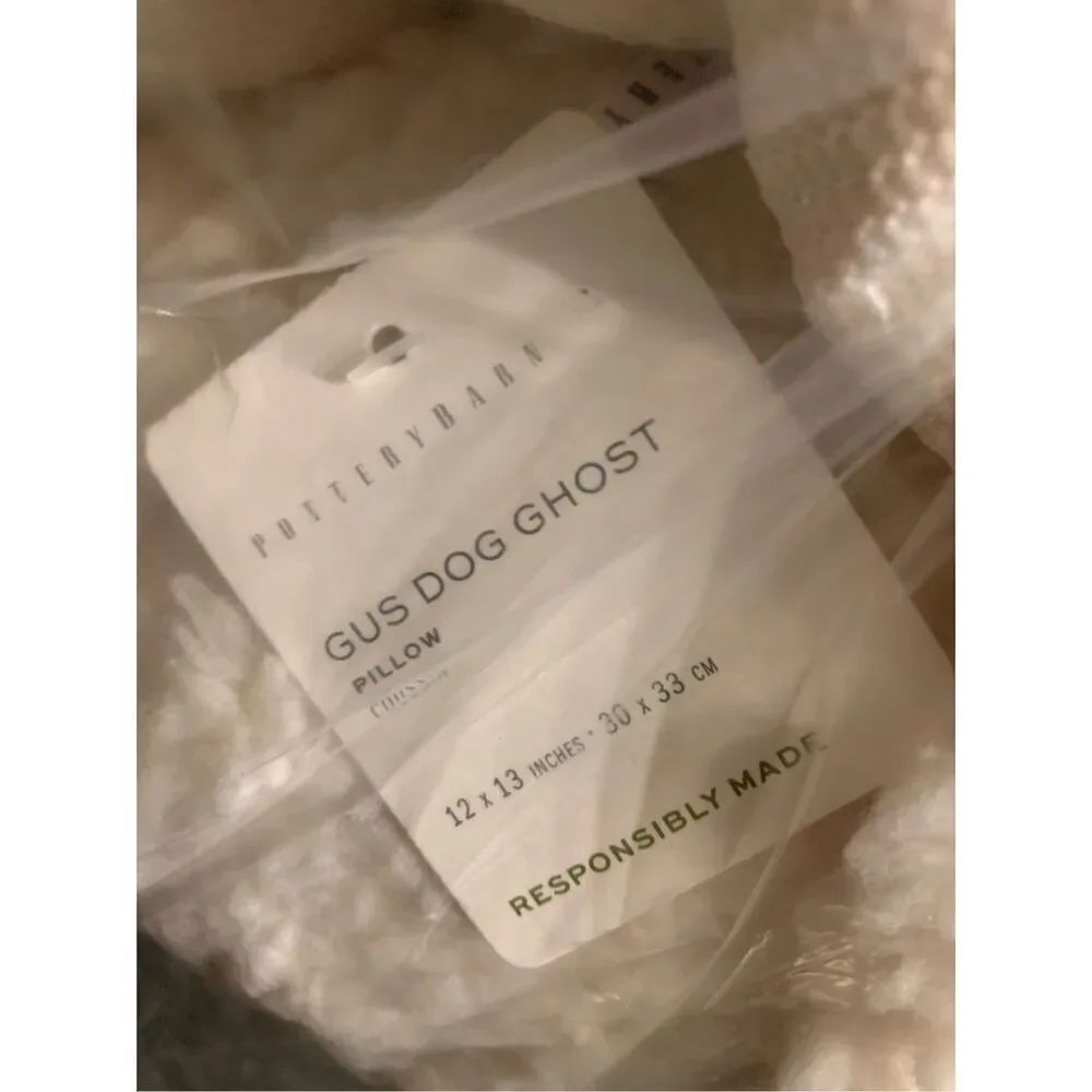 Pottery Barn Gus Doug The Dog Ghost Pillow Pumpkin Halloween Fall NEW IN HAND - Picture 5 of 5